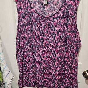 Catherines Pink & Purple Patterned Sleeveless Tank